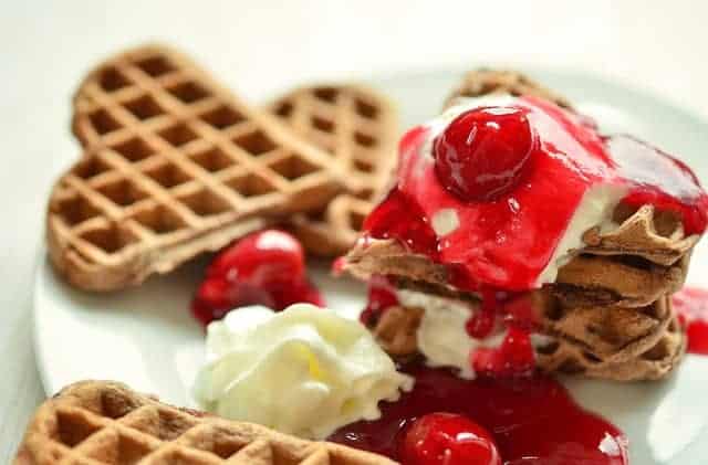 Waffles with fruit compote: about 50 cents per serving