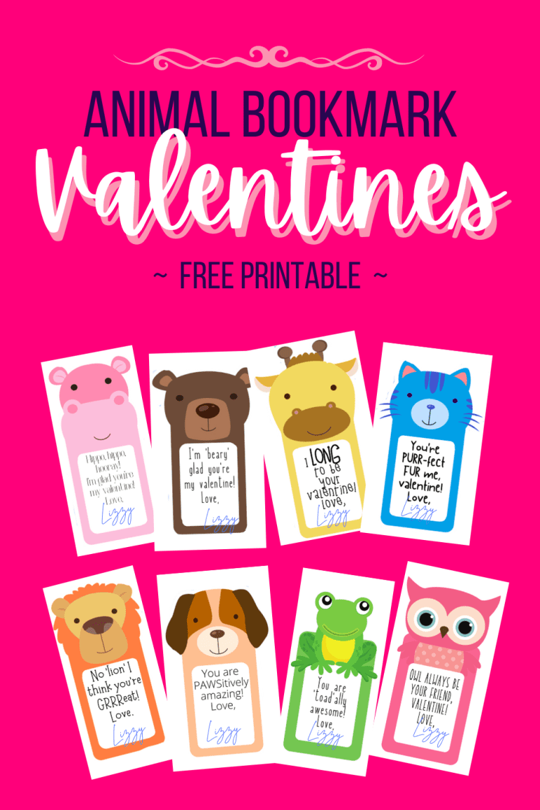 FREE Animal Bookmark Valentines
